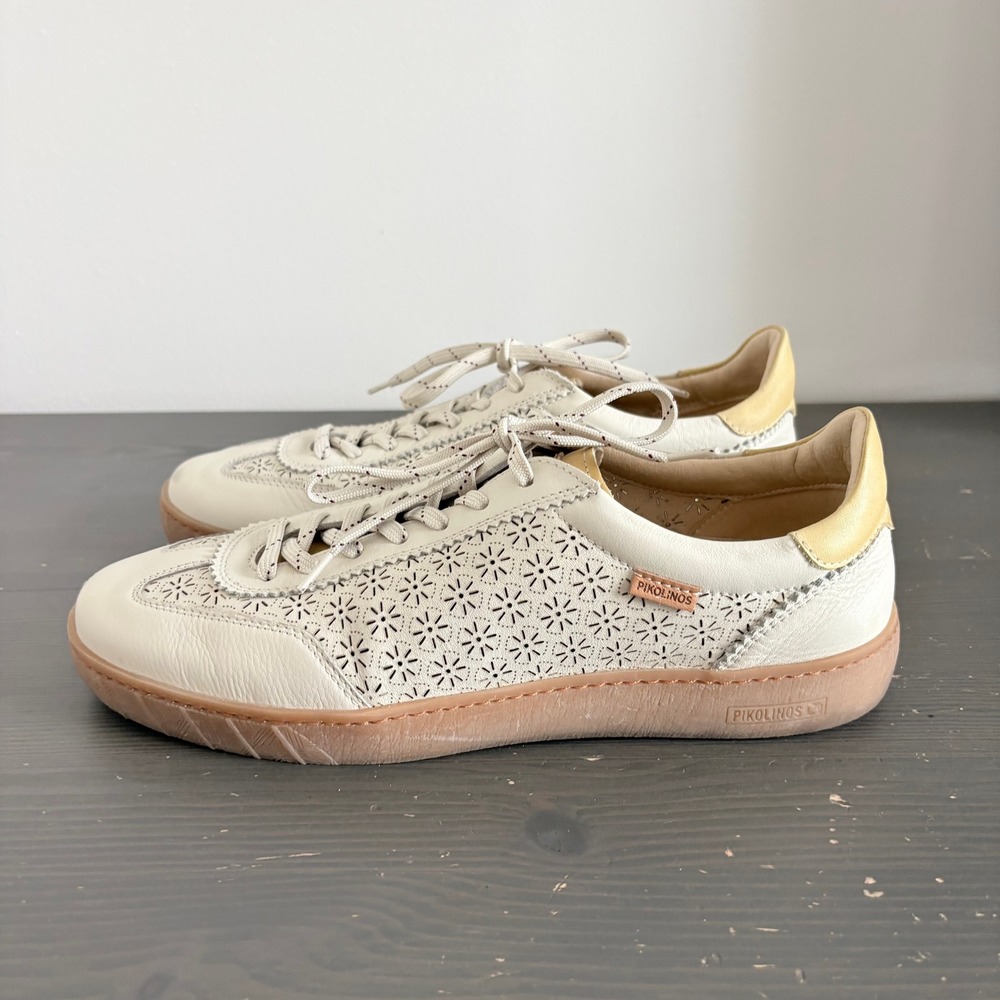 Pikolinos Sneakers Lanzarote 40 Cream Leather Laser Cut Floral Comfort